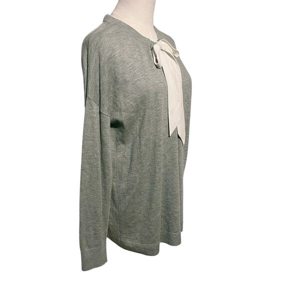 Banana Republic Gray Bow Tie Neck Sweater Large - Picture 4 of 9